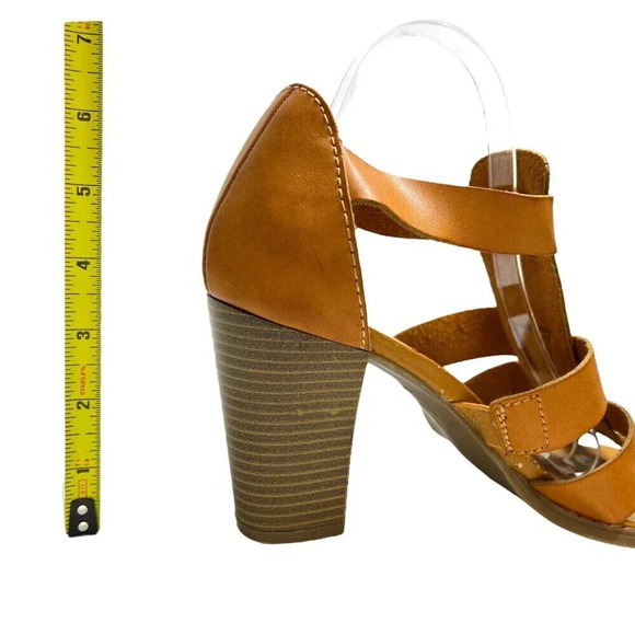 Lane Bryant Strappy Caged Heeled Sandals Cognac Brown Leather Sz. 11w - Picture 9 of 13